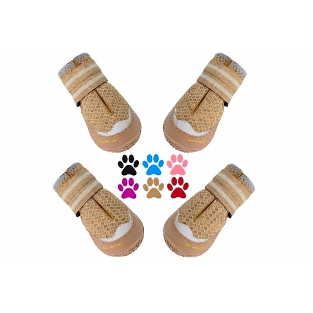 new 4PCS Mesh Dog Boots/Shoes Hot Weather Paw Protectors Khaki Size 5